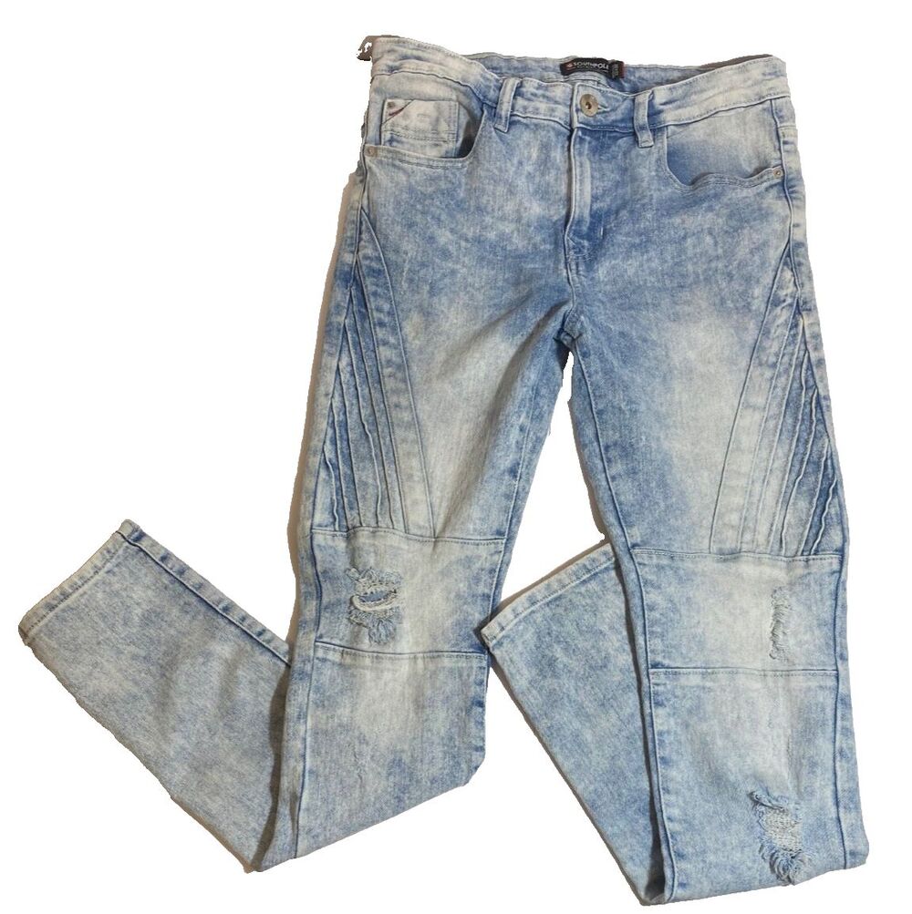 Y2K Southpole Jeans~Mens 32x32 Light Wash Skinny Stretch~Motorbike~Hip Hop